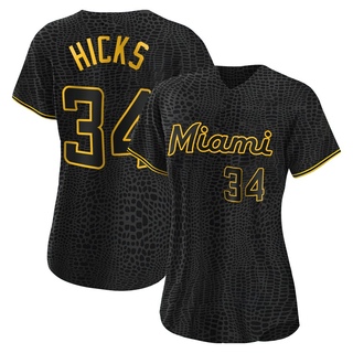 Authentic Liam Hicks Women's Miami Marlins Snake Skin City Jersey - Black