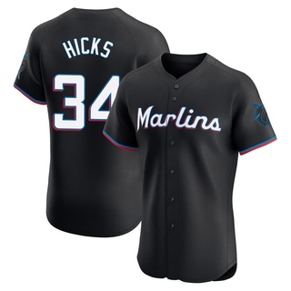 Elite Liam Hicks Men's Miami Marlins Alternate Vapor Premier Jersey - Black