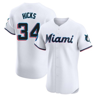 Elite Liam Hicks Men's Miami Marlins Home Patch Jersey - White