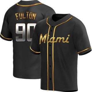 Replica Daxton Fulton Men's Miami Marlins Alternate Jersey - Black Golden