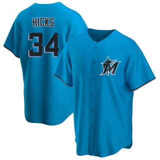Replica Liam Hicks Men's Miami Marlins Alternate Jersey - Blue