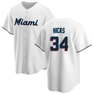 Replica Liam Hicks Men's Miami Marlins Home Jersey - White