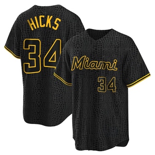 Replica Liam Hicks Men's Miami Marlins Snake Skin City Jersey - Black