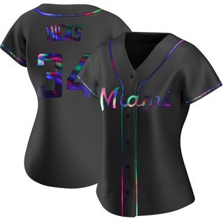 Replica Liam Hicks Women's Miami Marlins Alternate Jersey - Black Holographic